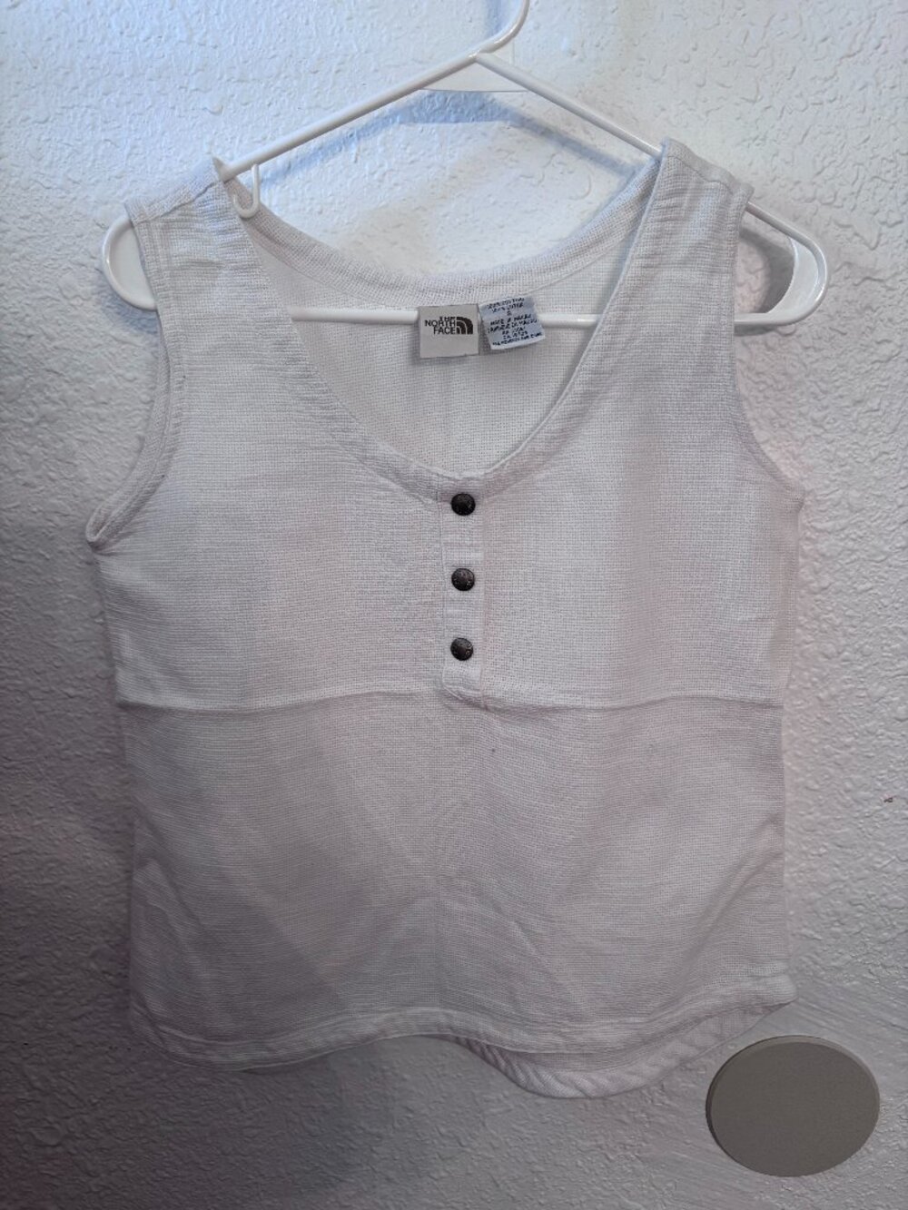 vintage the north face women's white cotton tank S preppy 90s coastal buttons